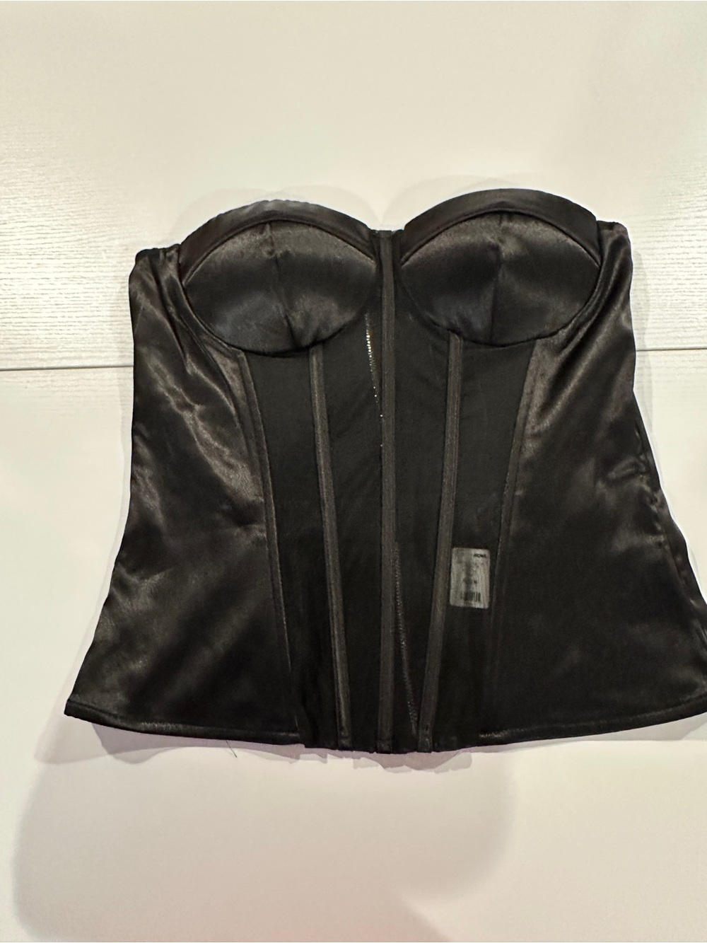 Fashion Nova Black Satin Bustier Top
